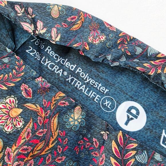 Yoga Democracy Bell Bottom Leggings XL Hippie Flare Leg Festival Floral Boho 70s - Picture 11 of 16